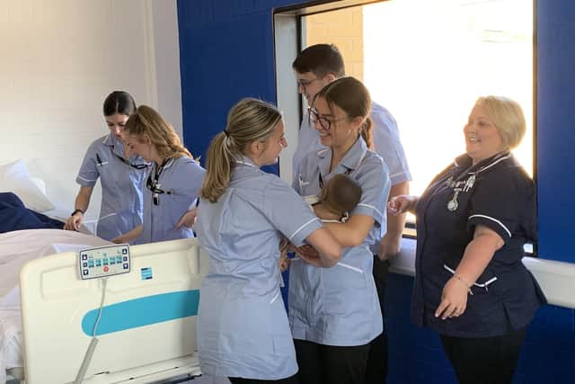 Students using the new mock ward at HSDC. Picture: HSDC