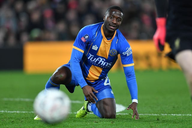 Udoh scored 16 goals in all competitions last season for a Shrewsbury side that blew hot and cold. After three seasons at the club, the 25-year-old may be seeking pastures new - but would command a transfer fee. Picture: PAUL ELLIS/AFP via Getty Images