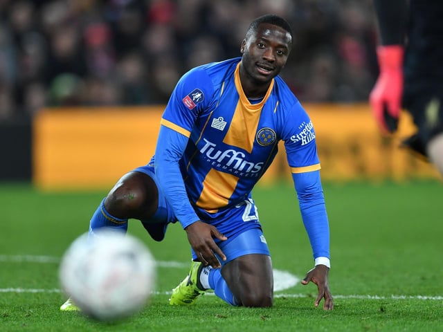 Udoh scored 16 goals in all competitions last season for a Shrewsbury side that blew hot and cold. After three seasons at the club, the 25-year-old may be seeking pastures new - but would command a transfer fee. Picture: PAUL ELLIS/AFP via Getty Images