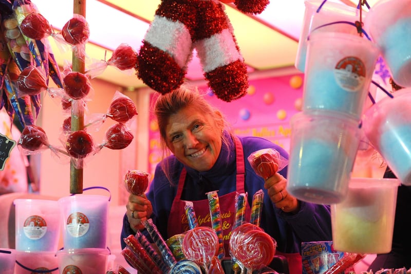 Louise Chipperfield, from Candy Land based in Swanmore, at the Lee-on-the-Solent Christmas lights. Picture: Sarah Standing (291124-9757)