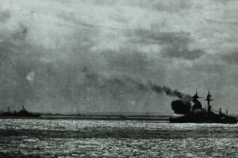 HMS Ramilles firing her guns towards the D Day beaches