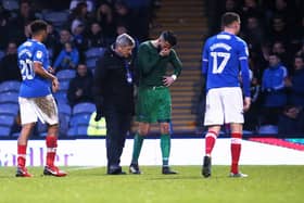 An emotional Stephen Henderson has to leave the pitch in the 86th minute against Doncaster after collecting injury. Picture: PinPep Media/Joe Pepler