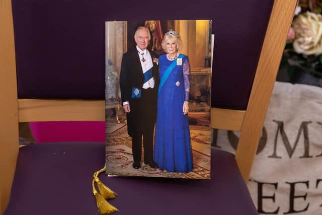 The card sent to Annie Samphire from King Charles III and Camilla, Queen Consort. Picture: Mike Cooter (080723)