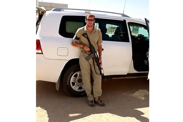 Veteran soldier Shane Matthews pictured during his time as a private military contractor in Iraq. Shane is flying out to Ukraine to help in the fight against Russia.