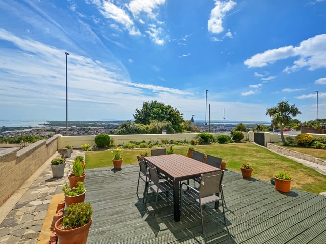 The garden has great views over Portsmouth and the Solent