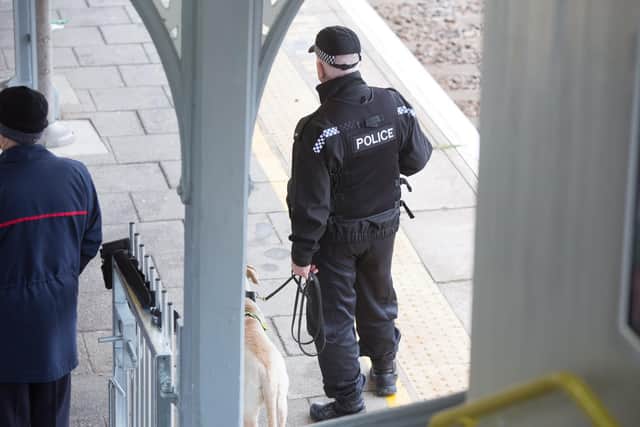 British Transport Police and Hampshire police on an operation tackling drug dealers arriving at a Portsmouth train station in January 2019. Picture: Habibur Rahman