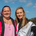 Rhian Gough, left, was volunteering in her 100th parkrun, alongside her is Southsea run director Emma Cardey Picture: Mike Cooter (280522)