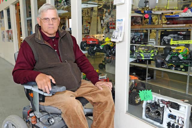 Pictured is: Chairman of the Disabled Sailors Association Mike Wood outside the group's shop in Cranleigh Road, Fareham, in 2012 following a break-in.
Picture: Sarah Standing (123158-4340)