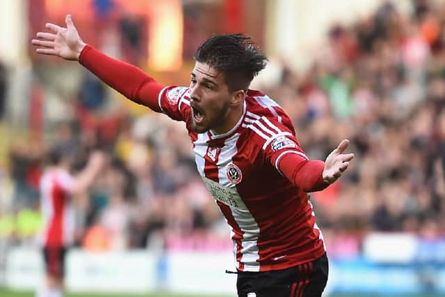 New Pompey signing Kieron Freeman celebrates scoring during his time at Sheffield United. Picture: Laurence Griffiths/Getty Images
