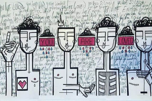 You Are Loved by Samo White as part of the exhibition I Exist at The Coastguard, Southsea from November 12-19, 2021