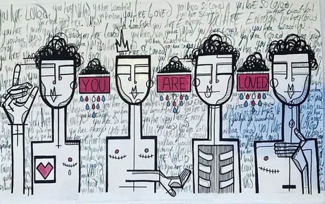 You Are Loved by Samo White as part of the exhibition I Exist at The Coastguard, Southsea from November 12-19, 2021