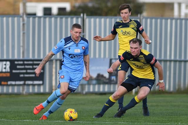 Lee Wort on the ball for AFC Portchester during September's FA Vase loss at Moneyfields.
Picture: Neil Marshall