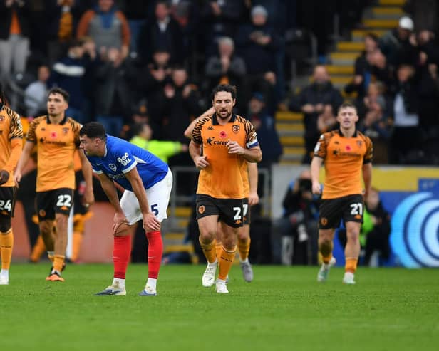 Regan Poole in despair after Joe Gelhardt grabs Hull's winner. Picture: Ian Lyall/ProSportsImages