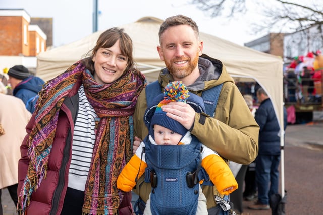 Locals braved the cold to celebrate the start of the Christmas festivites with a street party on Hayling Island on Saturday afternoon.

Pictured - Youngster Cyril Griffiths, 5 months with Mum and Dad

Photos by Alex Shute