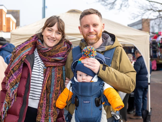 Locals braved the cold to celebrate the start of the Christmas festivites with a street party on Hayling Island on Saturday afternoon.Pictured - Youngster Cyril Griffiths, 5 months with Mum and DadPhotos by Alex Shute