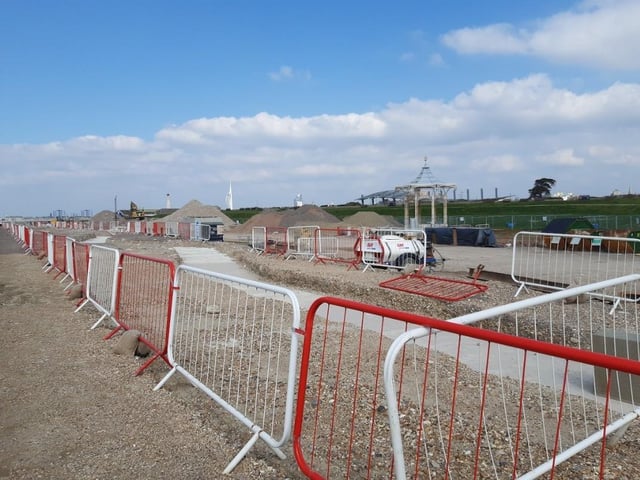 The ongoing work to create the promenade area in front of Bandstand Field