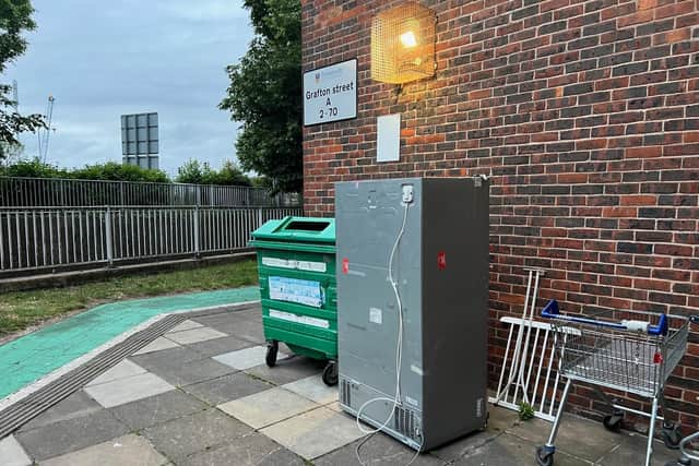 The fridge freezer left at the end of Grafton Street.