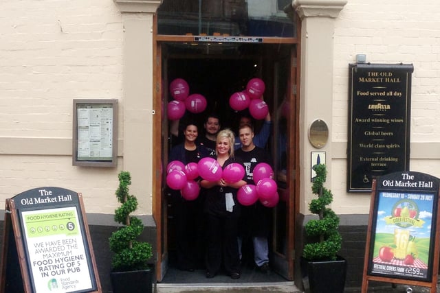 Staff at Wetherspoons in Mexborough got ready to release their balloons to raise money for Clic Sargent in 2013