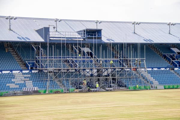 Work began almost immediately after Pompey's final home game of the season against Wigan on Saturday.Picture: Habibur Rahman