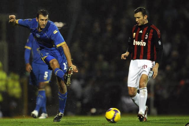 Glen Little started Pompey's iconic 2-2 draw with AC Milan at Fratton Park in November 2008. Picture: Steve Reid
