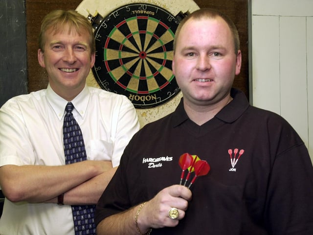 Jon Bramble and David Faulkner at Casey's Bar, Landport in 2004.