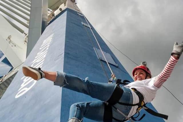 Sally Hurman abseiling down the Spinnaker Tower to raise money for blood cancer charity, DKMS
Photograph: Morten Watkins/PA Wire
