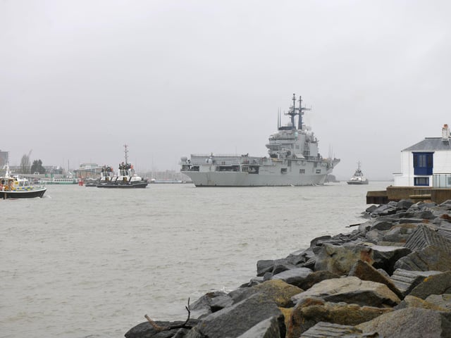 The Italian aircraft carrier heading into Portsmouth
