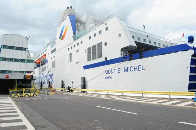 The Mont St Michel as she departed Portsmouth en route to Caen with the first passengers in three months.Picture: Sarah Standing (290620-785) 