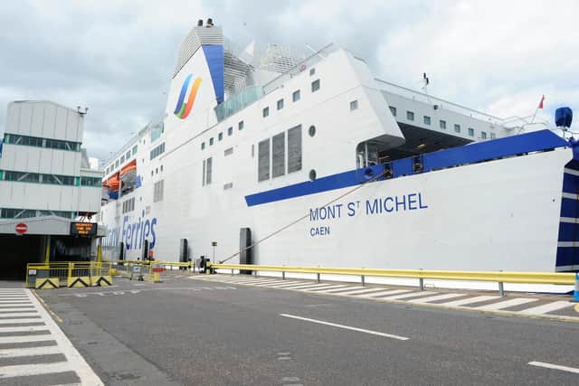 The Mont St Michel as she departed Portsmouth en route to Caen with the first passengers in three months.

Picture: Sarah Standing (290620-785) 