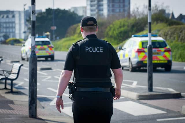 Police have stepped up patrols in Southsea following the incidents. Pictured: officers patrolling Southsea seafront..Picture: Habibur Rahman