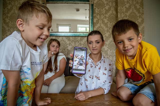 Adam Fil's wife, Aneta Fil, and their children Gabriel (eight), Jessica (11), and Max (seven) at their home in Stubbington. Picture: Habibur Rahman