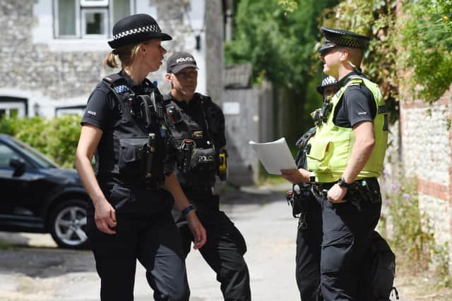 Police at the scene of the murder in Hambledon in July 2019. Picture: Solent News & Photo Agency