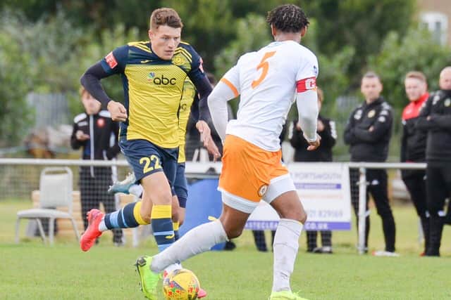 Kieron Roberts scored twice as Moneyfields romped to a 5-1 win at Thatcham. Pic: Martyn White.