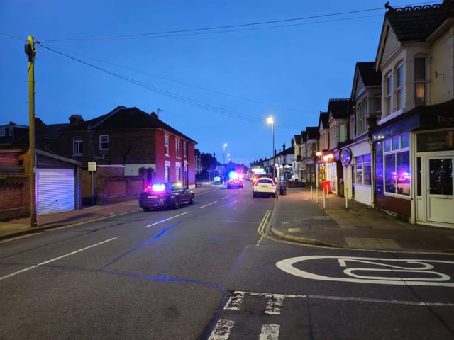 Winter Road crash scene in Southsea where a woman was injured