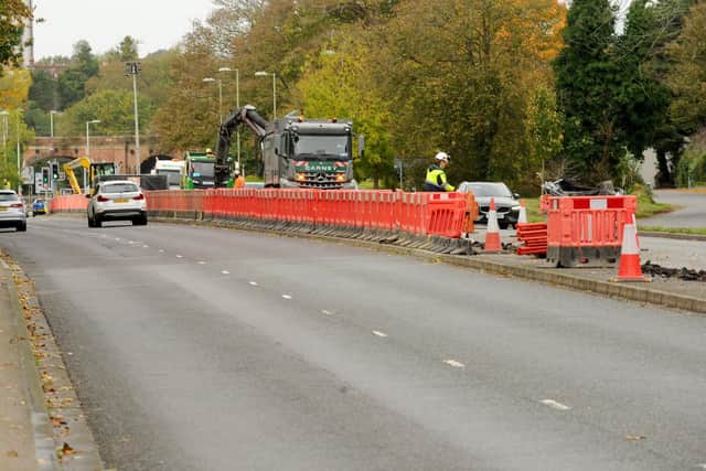 Roadworks along Cams Hill near Fareham, on Tuesday, October 31. Picture: Sarah Standing (311023-2278)