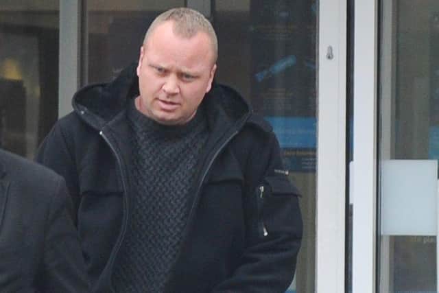 Dean Baigrie, 40, of Taplings Close, Winchester, has been charged with possession of a firework/flare at a sporting event and throwing a missile onto a football playing area, Football (Offences) Act 1991.Pictured leaving Portsmouth Magistrates Court on Thursday, October 31.Picture: (311019-9105)