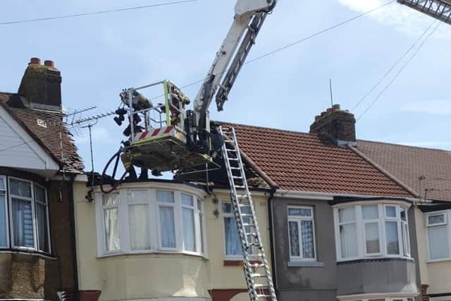 Fire crews at the scene of the blaze in Selsey Avenue in Gosport. Picture: Hampshire Fire and Rescue