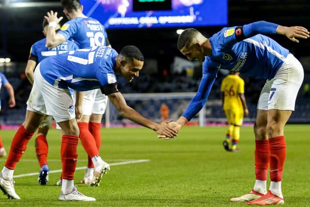 Pompey midfielder Miguel Azeez, left, is hoping Gassan Ahadme is given a Blues lifeline before the January transfer window.   Picture: Robin Jones/Digital South