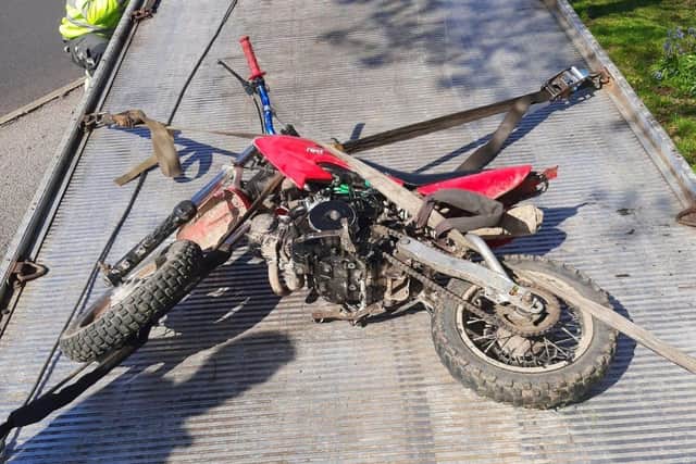 A motorbike was seized in Havant yesterday after patrolling officers spotted two rowdy males. Picture: Havant Police.