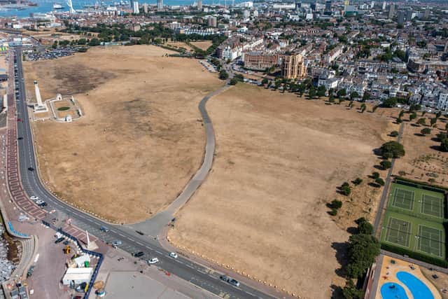 Marcin Jedrysiak's drone shot shows how parched Southsea Common is looking