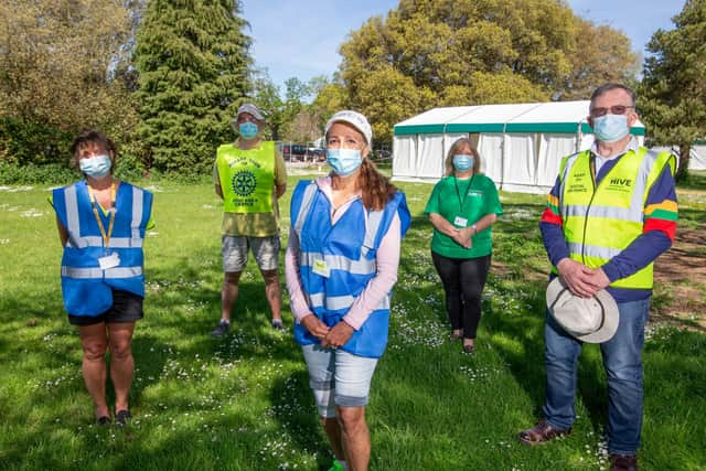 Pictured:  Volunteers Cherie Thurston, Ken Ebbens, Toni Steed, Debbie Walker and Patrick Hill at St James Hospital, Portsmouth

Picture: Habibur Rahman