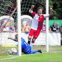 Portsmouth-born Will Spetch has scored four goals in two Southern League games - all headers - since being moved from defence to up front.
Picture - BOURNEMOUTH DAILY ECHO.