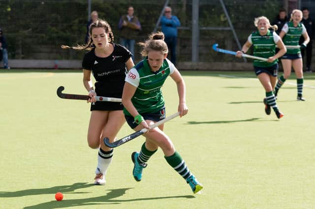 Lydia Rowswell, left, travelled down from London to play for Fareham against Chiswick. Picture: Duncan Shepherd