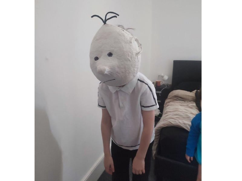 Taken from the cover of the Diary of a Wimpy Kid book, this costume is absolutely ingenious.