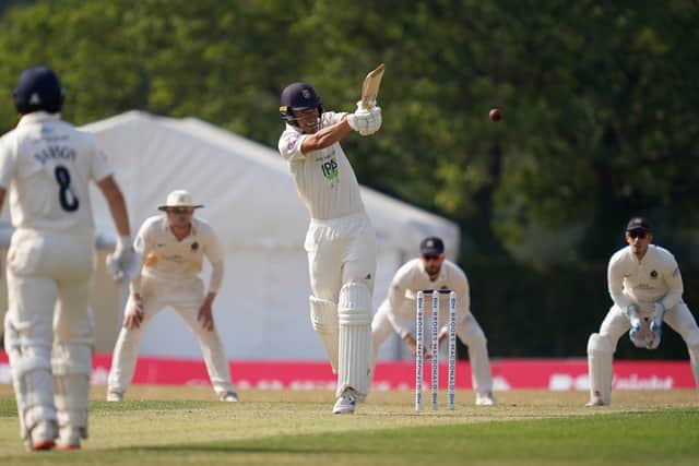 Joe Weatherley on his way to 98 against Middlesex in last year's Bob Willis Trophy tie at Radlett. Pic: John Walton/PA Wire.