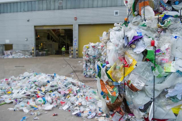 Plastic bottles packed for recycling at the Veolia waste plant in Portsmouth
Picture: Habibur Rahman