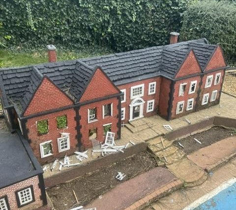 Southsea Model Village vandalism Damage caused by vandals at Southsea Model Village.