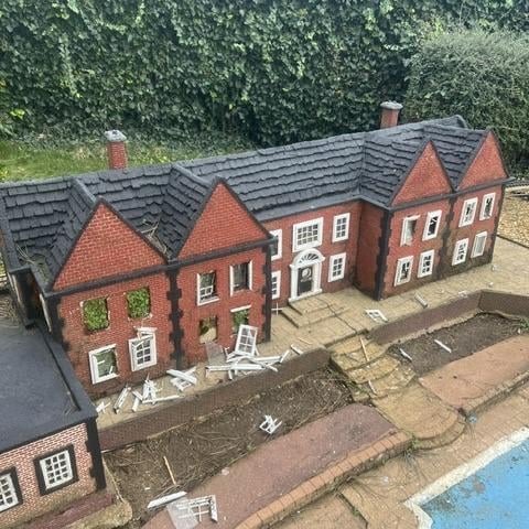 Southsea Model Village vandalism Damage caused by vandals at Southsea Model Village.