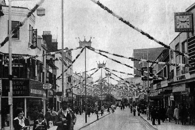 The northern end of Commercial Road, Portsmouth, decorated for the 1977 Silver Jubilee. Picture: The News archive.
