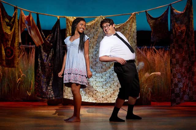 Nicole-Lily Baisden and Conner Peirson in The Book of Mormon
